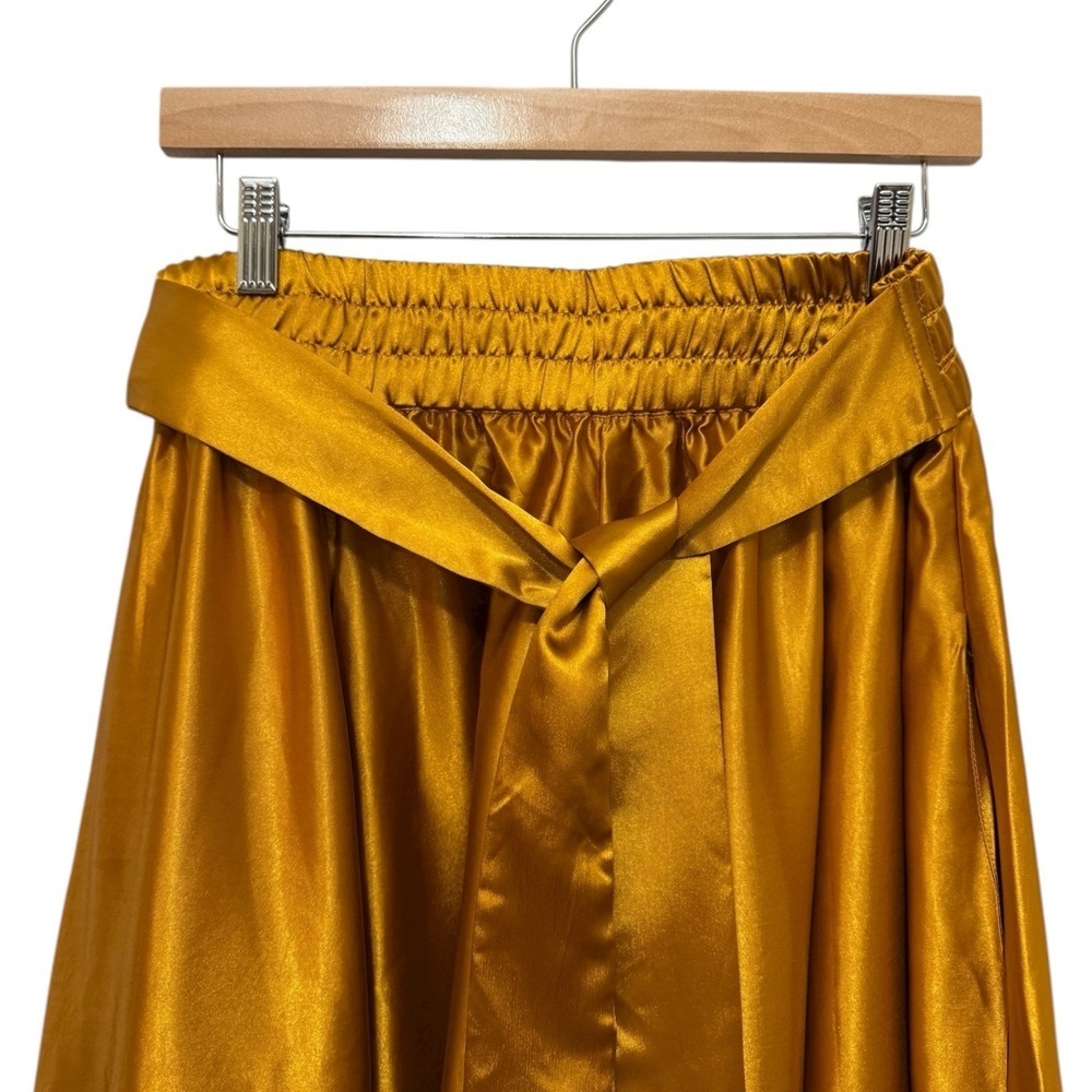 Gold Satin Tux Waist Maxi Skirt - Picture 9 of 11